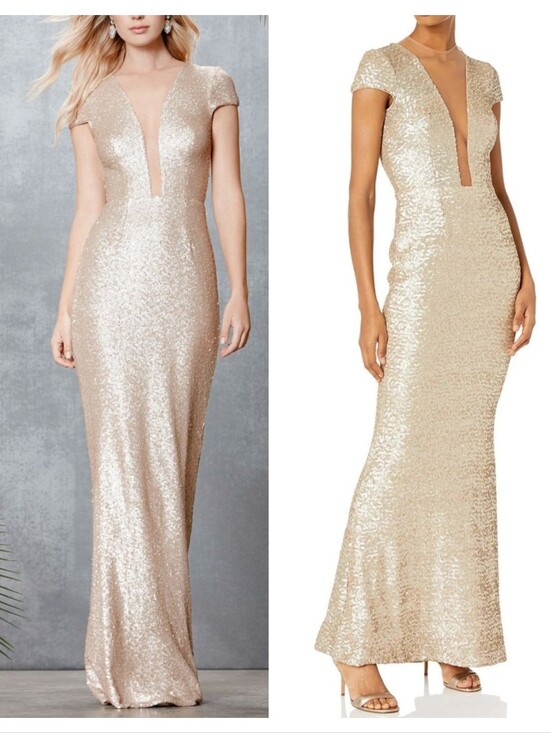 Dress the Population Dresses & Skirts - Dress The Population Michelle Sequin Gown In Glittering Gold Champagne Small